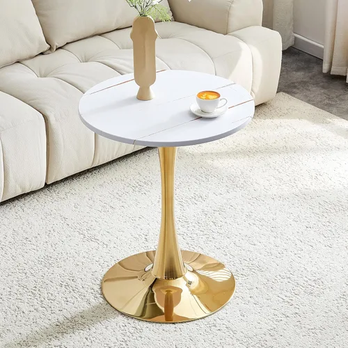 Miniatura 11 de Mesa de comedor redonda de madera para espacios pequeños, mesas de tulipanes de 24 pulgadas con base de pedestal de metal, mesa de bistró para 2