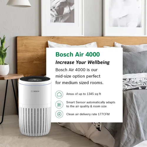 Miniatura 2 de BOSCH - Purificador de aire para el hogar (cubiertas, 1345 pies cuadrados), filtro 3 en 1 para polen, humo, polvo, caspa, contaminación al aire