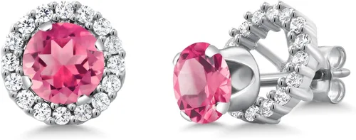 Miniatura 37 de Gem Stone King Aretes redondos de plata de ley 925 de 0.236 in con piedra natal extraíble para mujer