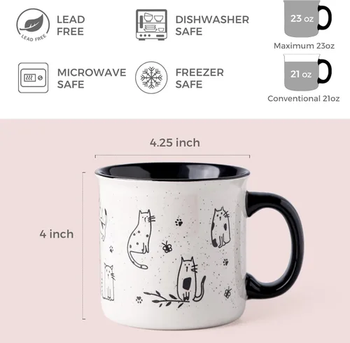 Miniatura 4 de AmorArc Juego de 2 tazas de café de cerámica grandes de 22 onzas, tazas de gran tamaño con mango grande para hombres, mujeres, papá, mamá, taza Negro