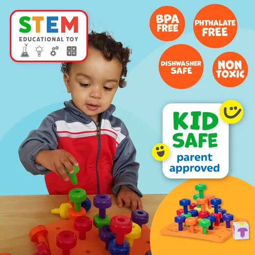 Miniatura 4 de Skoolzy Montessori Tablero Sensorial de Clavijas Juego de 33 Piezas - Desarrolla el Juego Sensorial Terapia Ocupacional Juguetes Educativos