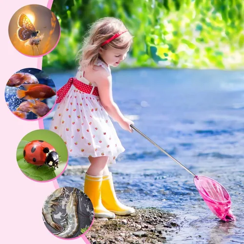 Miniatura 6 de KISEER Red de pesca telescópica colorida para niños, red de mariposa para atrapar insectos, insectos, juguetes de playa para niños al aire libre