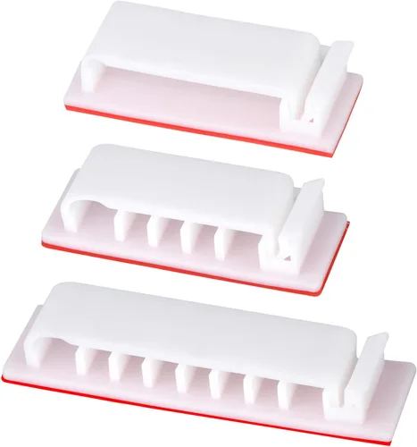 Miniatura 8 de Clips de organización de cables, 20 organizadores de cables, soportes para cable para TV, PC, Ethernet, escritorio, oficina en casa (negro)