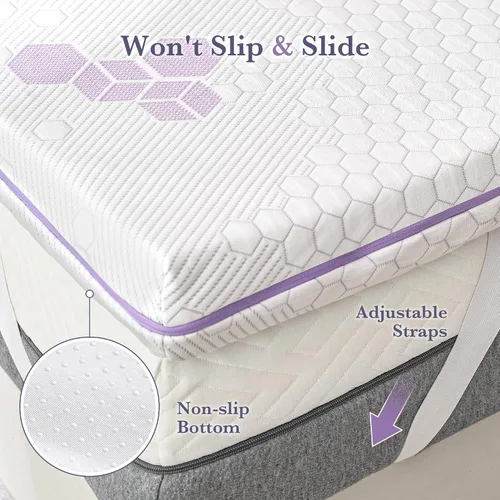 Miniatura 6 de SINWEEK Cubrecolchón de espuma viscoelástica de 3 pulgadas, tamaño Twin XL, protector de colchón suave y mediano para dormitorio universitario