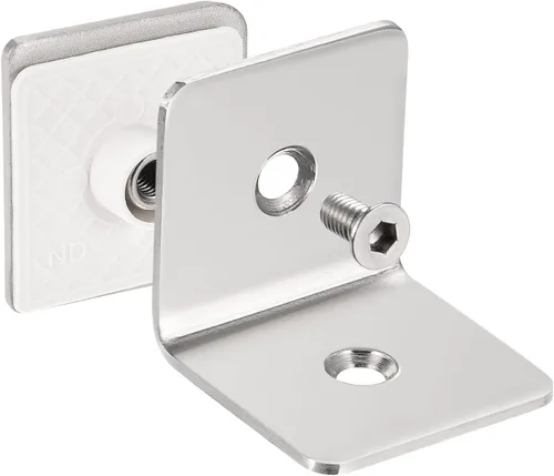 Miniatura 5 de HARFINGTON Abrazadera de vidrio de 90 grados de acero inoxidable, 2 piezas para 0.315-0.472 in de grosor, cuadrado de un solo lado, sin marco