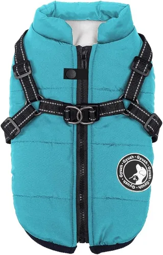 Miniatura 13 de Jinpet - Abrigo con arnés reflectante de invierno para perro, tela polar impermeable, chaqueta con cremallera, para cachorros, perros pequeños, Verde
