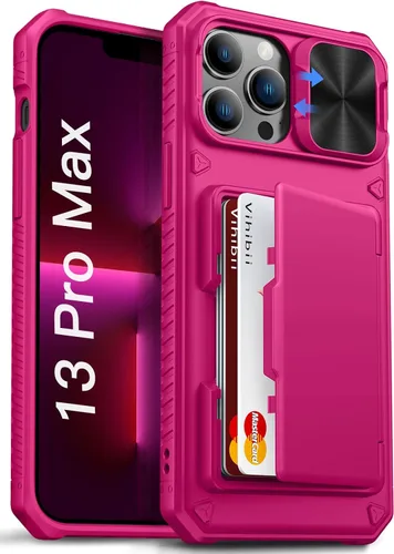Miniatura 57 de Vihibii Funda para iPhone 13 Pro Max/iPhone 12 Pro Max con tarjetero (4 tarjetas) [bloqueo RFID] y cubierta de cámara deslizante, protección contra