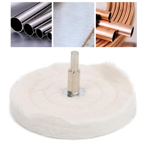 Miniatura 6 de ViaGasaFamido Kit de rueda de pulido de tela blanca para taladro, herramientas de pulido de espejo de algodón de tipo plano con mango para joyería