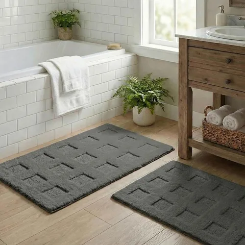 Miniatura 85 de GRANNY SAYS Alfombras de baño antideslizantes, lavables, extra suaves y absorbentes de agua para baño, alfombra de baño peluda de felpa, alfombra