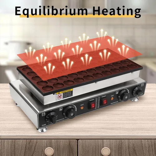 Miniatura 5 de Heuyrao Mini máquina para hacer panqueques, 50 piezas holandesa para panqueques, 110 V 1800 W comercial eléctrica antiadherente para el hogar