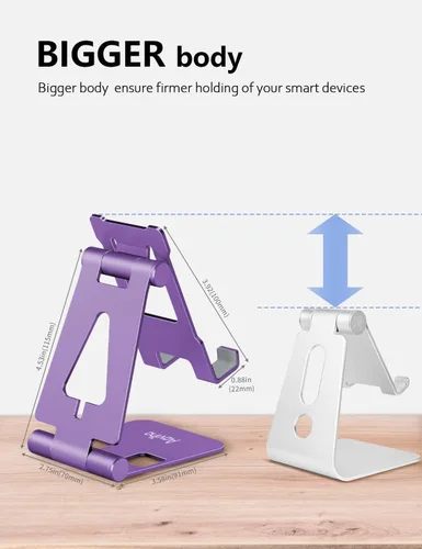 Miniatura 3 de Aoviho Soporte de teléfono celular para escritorio, soporte ajustable para teléfono de escritorio, base plegable para teléfono móvil para iPhone 17
