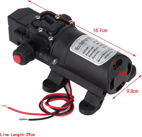 Miniatura 6 de Bomba autocebante de agua, bomba de microdiafragma de alta presión de 12 V 60 W, bomba de rociador autocebante de 116 PSI para caravana, camping