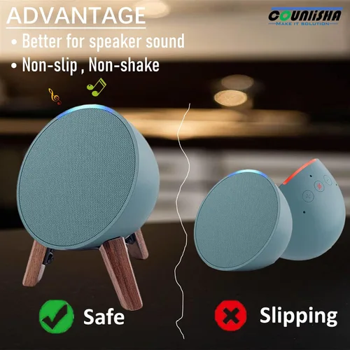 Miniatura 6 de Soporte de madera real para altavoz Echo Pop, soporte para accesorios de trípode, nogal