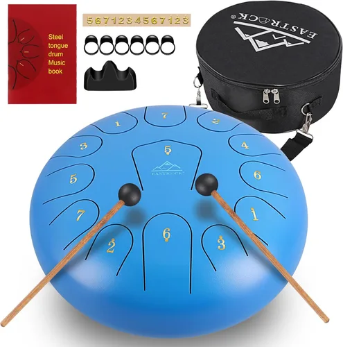 Miniatura 10 de EASTROCK Tambor de lengua de acero para niños de 6 pulgadas, 8 notas, instrumento de percusión, tambor handpan en clave C con bolsa de viaje