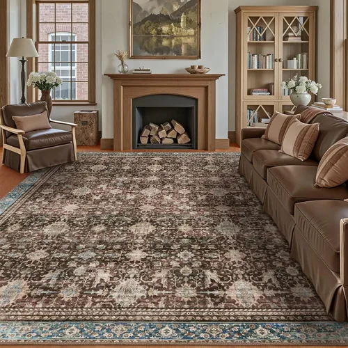 Miniatura 13 de Alfombra lavable de 2 x 3 pies, color beige floral, tapete para puerta de entrada interior, tapetes de cocina para piso, color blanco crema