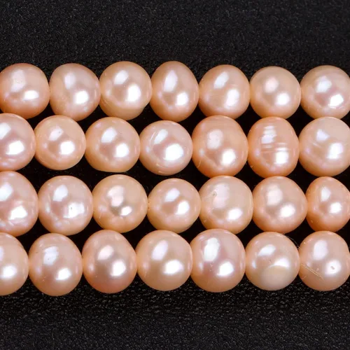 Miniatura 2 de JOE Foreman 7 – 8 mm de agua dulce perla cultivada teñido esférica Loose Beads para joyas Wholesale Beads Luz Salmón 15