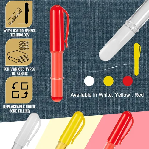 Miniatura 3 de Jetec 6 marcadores de tela de tiza para coser de 0.6 x 4.13 pulgadas, rotuladores de tiza, tiza borrable para acolchar, costura, manualidades