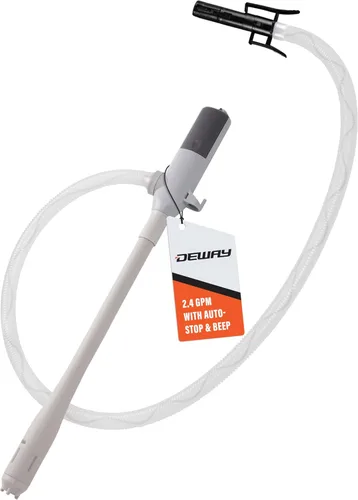 Miniatura 12 de Bomba automática de transferencia de combustible Deway con boquilla para control y parada rápidos de flujo, funciona con pilas AA, manguera extra