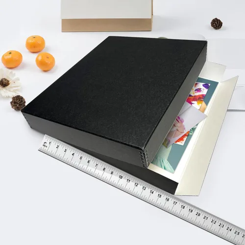 Miniatura 5 de Lineco Archival Caja de almacenamiento para impresión de 13x19 pulgadas, diseño frontal abatible, 13 1/2 x 19 1/2 x 3 pulgadas, color exterior: negro
