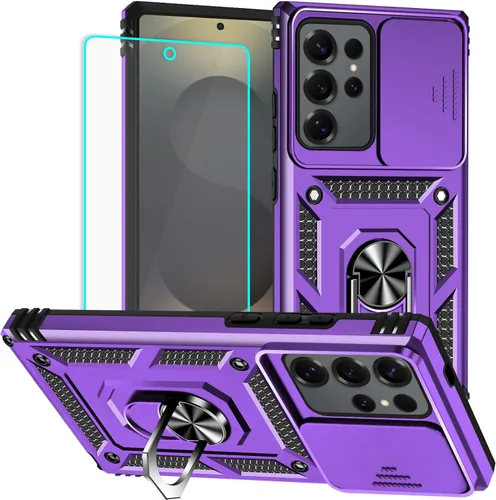 Miniatura 15 de HNHYGETE Funda para Samsung A13 5G, Galaxy A13 5G con protector de pantalla, soporte giratorio de grado militar de 360° (resistente), fundas Negro