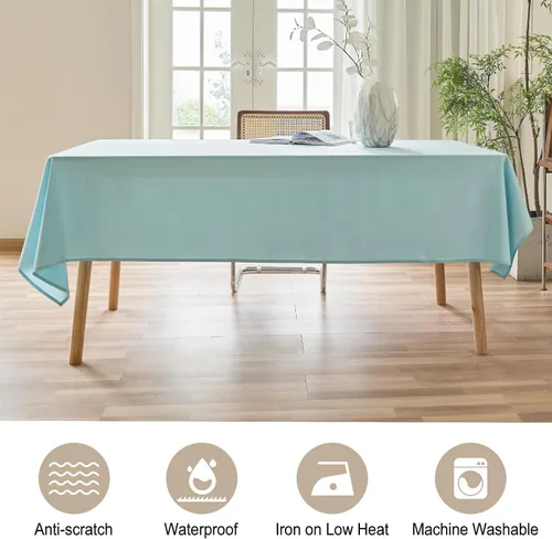Miniatura 2 de AUSSPVOCT 2 manteles de lino texturizado para mesa rectangular, 52 x 70 pulgadas, mantel rectangular impermeable, lavable, tela para mesa
