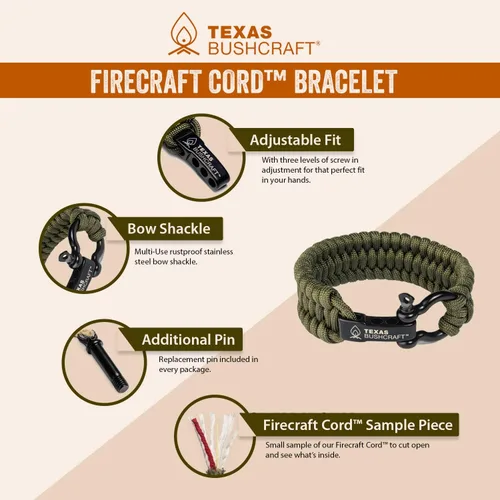 Miniatura 7 de Kit de supervivencia con iniciador de fuego Texas Bushcraft - Barra de hierro y pedernal de acero, herramienta con golpeador Bolsa de yesca