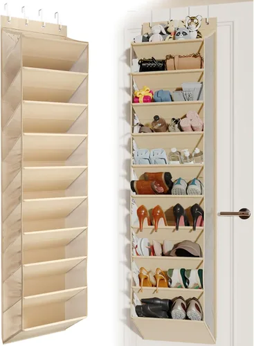 Miniatura 14 de Mefirt - Zapatero sobre la puerta para armario para más de 18 pares, organizador de zapatos de puerta con grandes bolsillos transpirables, zapatero