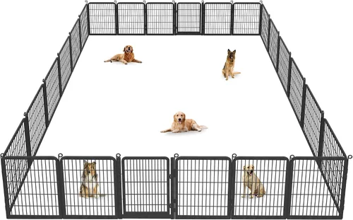 Miniatura 13 de Corralito para perros, 40 pulgadas de altura, 14 paneles con umbral bajo, puerta completa y doble cerradura, cerca para perros al aire libre