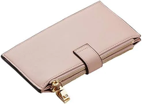 Miniatura 5 de Travelambo Billetera plegable con bloqueo RFID para mujer, con bolsillo con cremallera