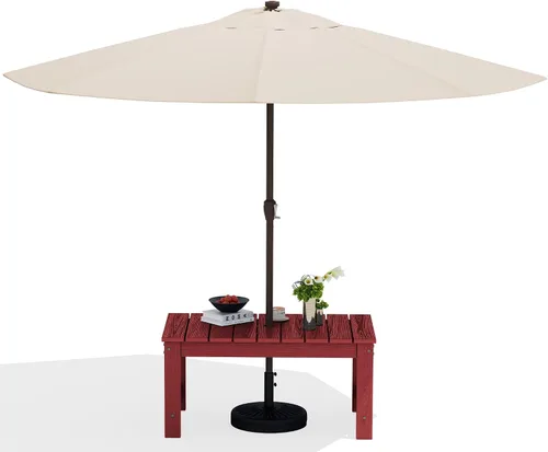 Miniatura 16 de SERWALL Mesa de centro para exteriores con agujero para sombrilla de 1.69 pulgadas, mesa de centro de polietileno de alta densidad para patio, Verde