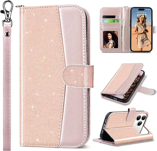 Miniatura 12 de ULAK Compatible con iPhone 15 Estuche tipo cartera para mujer, funda tipo billetera de piel PU premium con tarjetero, función de caballete, estuche