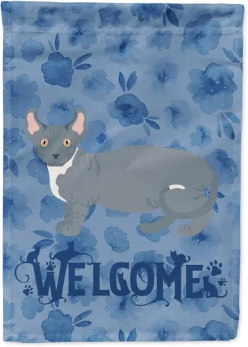 Miniatura 226 de Caroline's Treasures CK4813CHF - Bandera de bienvenida con gato abisinio azul, manga grande, para porche, para colgar en la pared, poliéster