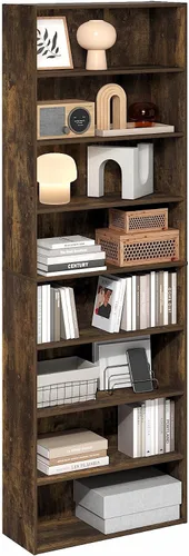 Miniatura 11 de Furinno GEHRY - Estantería para libros, 5 niveles, con estantes ajustables, 11.6 x 24.8 x 71.4 pulgadas, para oficina en casa, sala de estar, roble