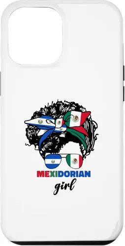 Funda para iPhone 13 Pro Max mitad mexicana y salvadoreña mexicana y salvadoreña para niña con la bandera de El Salvador