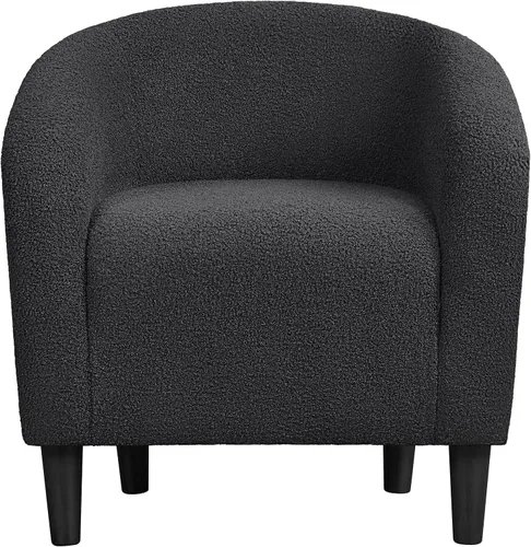 Miniatura 23 de Topeakmart Silla de barril, silla de acento de sherpa suave, silla auxiliar de club, estilo moderno, asiento profundo, sillón de barril para sala