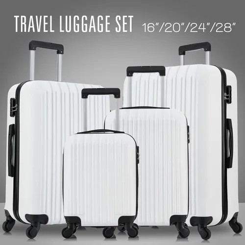 Miniatura 9 de 4 piezas equipaje conjuntos ligero ABS durable maleta Spinner ruedas Hardshell viaje maletas, Blanco leche, Equipaje ligero e impermeable con rueda