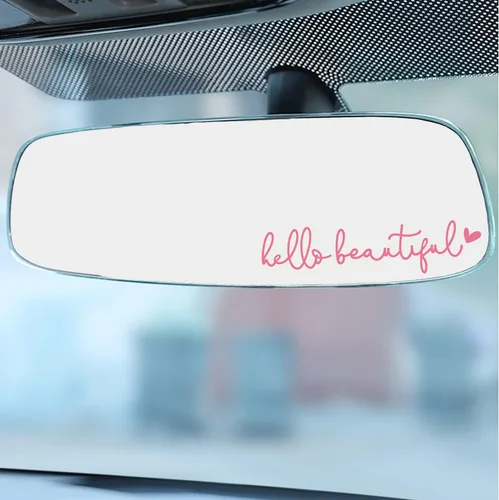 Miniatura 9 de 3 x Adhesivo para Espejo Retrovisor "Hello Beautiful", Adhesivos para Espejo de Tocador, Adhesivo de Vinilo para Espejo Retrovisor, Regalos de Rosa