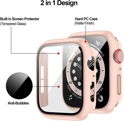 Miniatura 3 de Paquete de 10 fundas para Apple Watch Series 3/2/1 de 1.496 pulgadas con protector de pantalla de vidrio templado, alta definición, resistente a