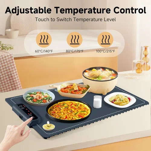 Miniatura 2 de Tapete Calentador de Alimentos - Tapete Calentador Plegable para Alimentos con Control de Temperatura Ajustable, Modos de Tiempo, Función