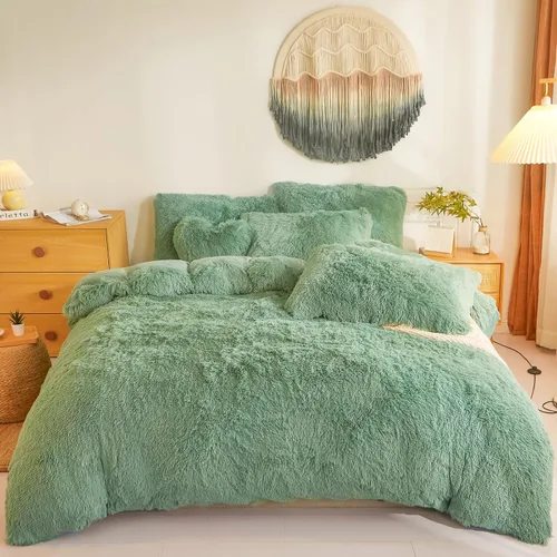 Miniatura 27 de Besfunny Juego de funda de edredón de felpa mullida y acuática Twin Set – Juego de ropa de cama de piel sintética de felpa acuática de 2 piezas
