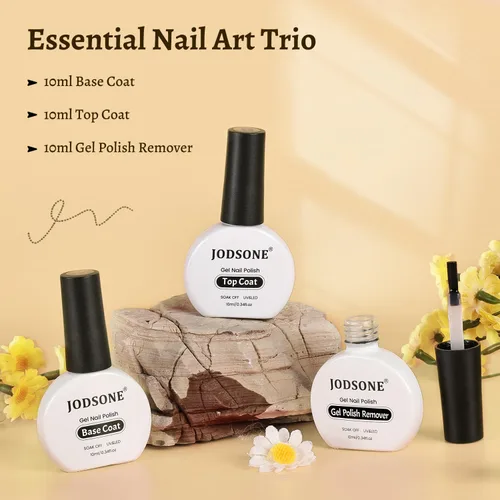 Miniatura 9 de JODSONE Juego de 3 piezas de 10 ml de capa superior y base de esmalte de uñas con removedor de gel; removedor de uñas de gel para remoción rápida