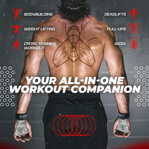 Miniatura 4 de JerkFit Puños de gimnasia veganos de 2 dedos para protección de manos de entrenamiento cruzado, agarres de mano para barras de gimnasia, protectores