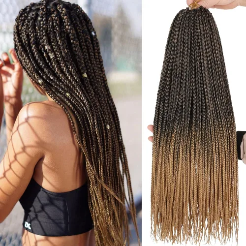 Miniatura 71 de XTREND 10 Pulgadas 6 Paquetes Trenzas de Caja de Ganchillo Cabello Pre-anudado Sin Nudos Bobo Trenzas de Caja 3X Extensiones de Cabello Trenzado 1b#