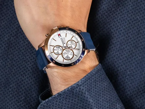 Miniatura 4 de Tommy Hilfiger Bank 1791778 Reloj de cuarzo para hombre, Blanco, Solo