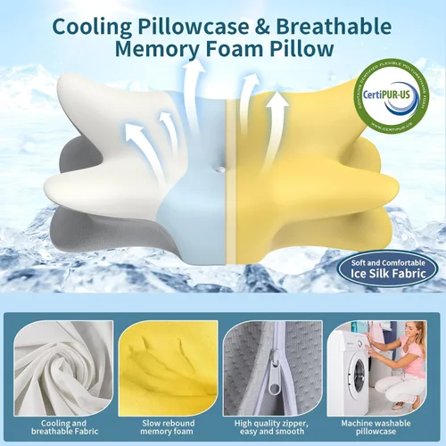 Miniatura 6 de Almohada cervical para aliviar el dolor de cuello y hombros, almohada ergonómica para el cuello para dormir, almohada de espuma viscoelástica