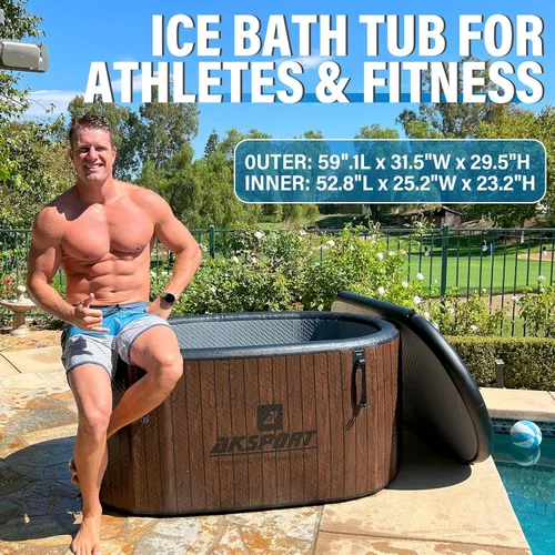 Miniatura 2 de AKSPORT Bañera de hielo para atletas, bañera inflable de 238 galones compatible con enfriadores de agua, baño de hielo para recuperación y terapia