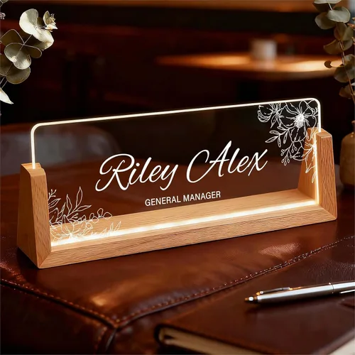 Miniatura 10 de Placa de identificación personalizada con luz para escritorio, letrero de oficina personalizado para empleados profesionales, regalos