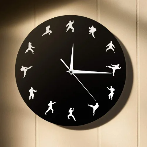Miniatura 7 de The Geeky Days Taekwondo Karate Arts Reloj de pared moderno silencioso sin tictac decoración de pared deportes de lucha Kung Fu exclusivo reloj