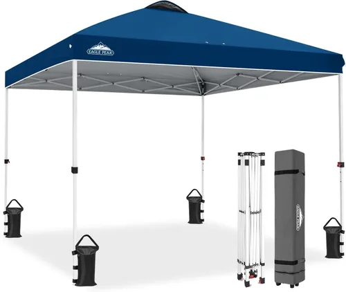 Miniatura 51 de EAGLE PEAK Tienda de campaña desplegable con bolsa de transporte con ruedas, 8 estacas, 4 cuerdas, 4 bolsas de peso, toldo de tienda de campaña