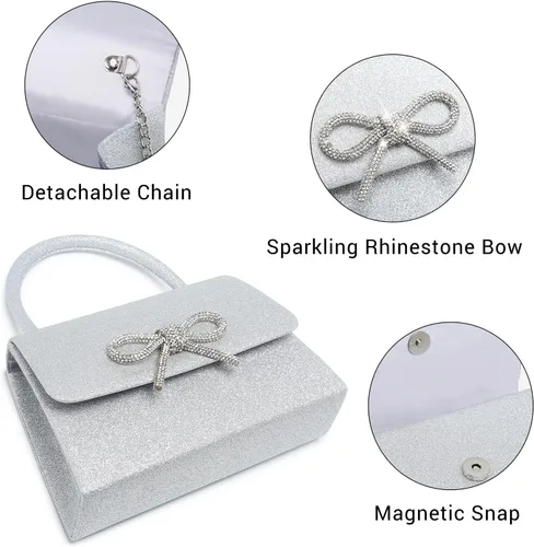 Miniatura 49 de Dasein Bolso de noche para mujer, embragues de fiesta, bolsos de boda, cóctel, baile de graduación, bolsos con purpurina esmerilada